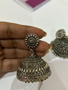 Silver Jhumka Earrings
