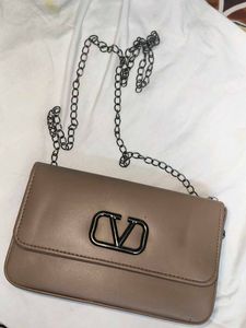 Beige Chain Crossbody Bag