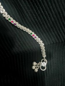 Silver Anklet with Colorful Accents