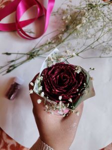 Shimmery Mehroon Satin Rose 🌹