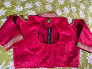Elegant Red &amp; Gold Embellished Blouse
