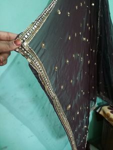 Burgundy Dupatta With Sequence Work Never Used