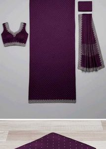Elegant Purple Party Wear Saree