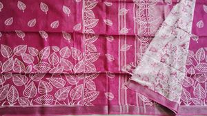 New Pink Linen Saree