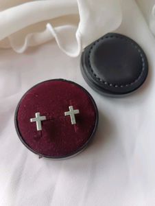 Silver Cross Stud Earrings