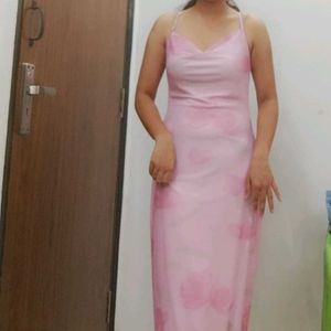 Pink Floral Midi Dress