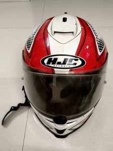 HJC Helmet - Red and White Design with Visor
