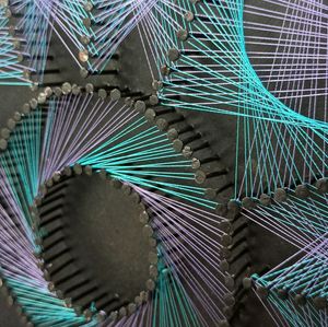 String Art On Wooden Board Handmade With Nails