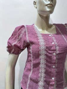 Pink Lace Trim Top