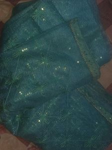 Like New Saree Beutiful Light Wait Shining Net Sa