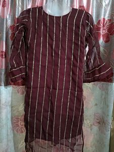 Striped Maroon Kurta