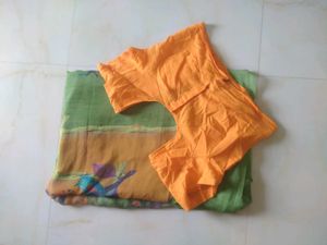 beautiful green saree with blouse