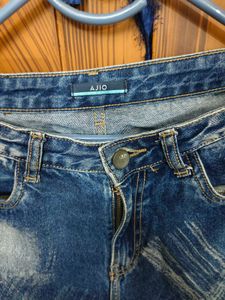 Patterned Denim Jeans