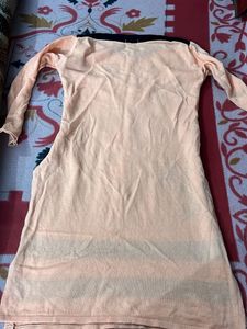 Peach Embroidered Knit Dress