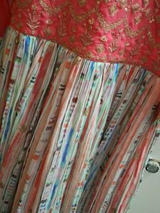 Coral Pink Embroidered Anarkali Gown
