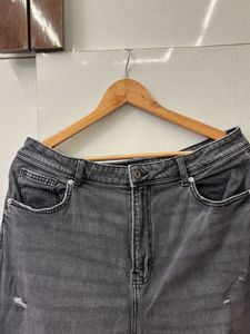 Gray Wide Leg Denim Pants