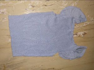 Blue Ruffled Sleeves Top