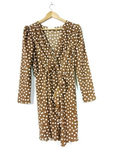 MNG women dark brown and white dot dress