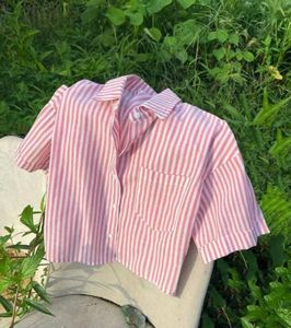 Vertical Striped Cotton Half Shirt