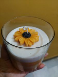 Glass Scented Candle With Sunflower
