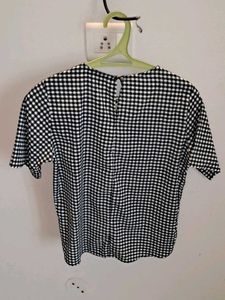 Checkered Embroidered Top