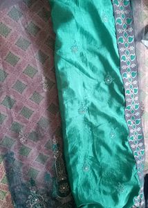 Teal Embroidered Saree