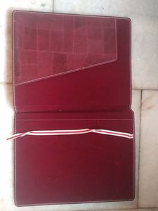 Maroon Leather Bound File/ Folder