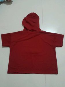 Red Cropped Hoodie