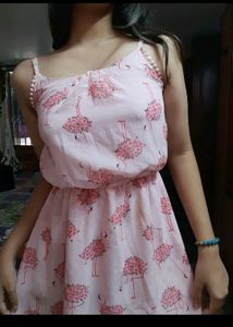 Pink Cocktail Slit Dress