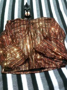 Party Wear Sequins Top Gold