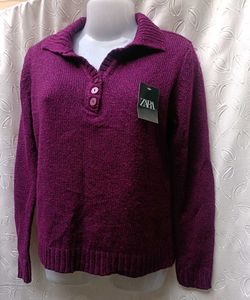 Burgundy Knit Collared Sweater 💜