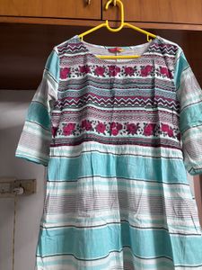 “Vishudh” Cyan Floral Kurta