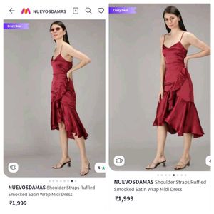 Elegant Maroon Ruffled Dress