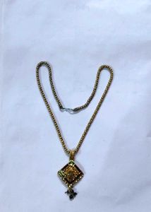 Gold-tone Diamond Pendant Necklace