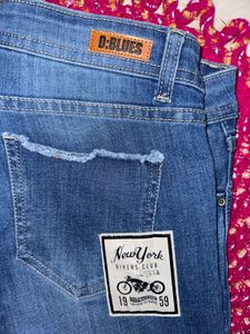 Blue Minimal Knee Ribbed Denim | Size 28-30