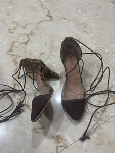 Animal Print Size 3 Heels With Tie Knots