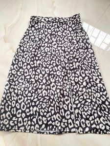Animal Print Slit Midi Skirt