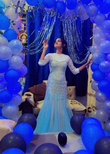 Blue Lace Mermaid Gown