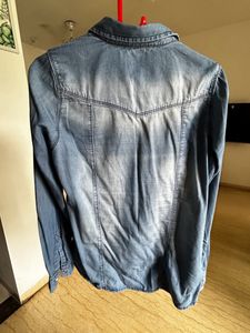 Shaded Denim Look Cotton Shirt For Girls