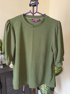 Olive Green Puff Sleeve Top