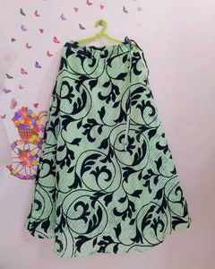 Green Floral Wrap Skirt