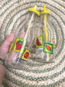 2 Mason Bottles With Straw