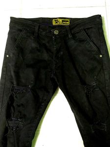 Distressed Black Denim Jeans