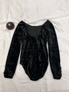 Black Velvet Long Sleeve Leotard