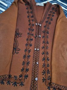 Embroidered Brown Cardigan