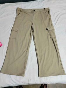 Wide Leg Khaki Cargo Pants