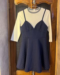 Pinstripe Dress with White Top