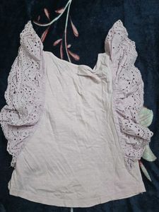 Cute Purple Ruffle Sleeve Top