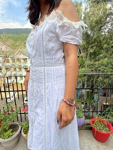 White Off-Shoulder Midi Dress