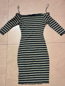 Ginger By Lifestyle Striped Off Shoulder Dress